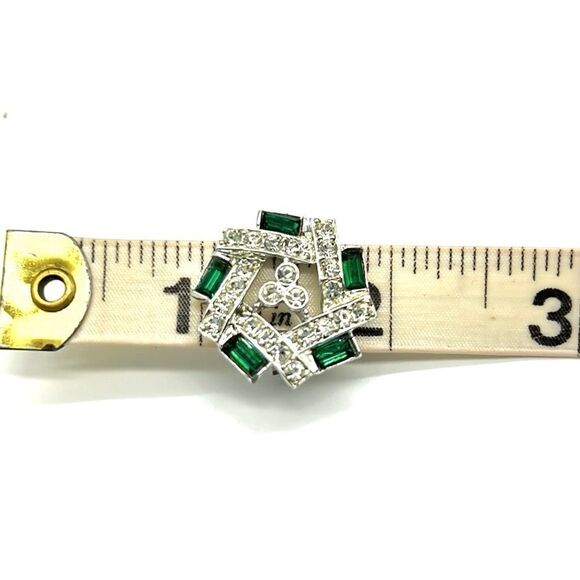 Vintage Sarah Coventry Clip-on Earrings Silver Tone Green and Clear
Rhinestones - Picture 8 of 8